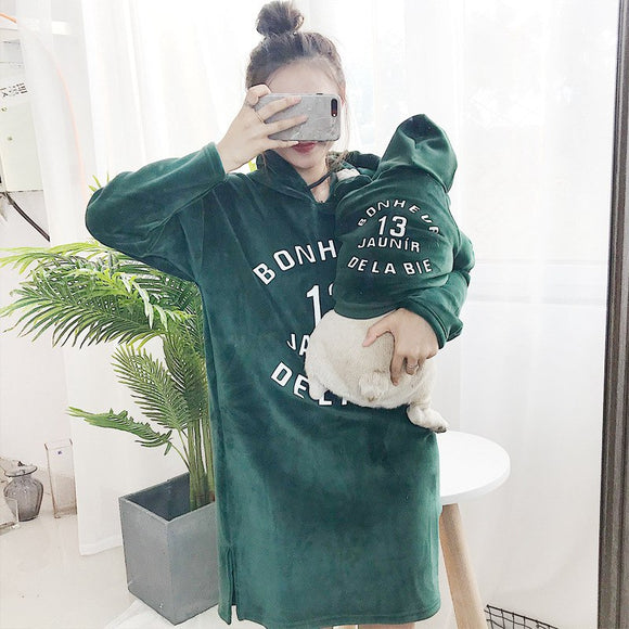 Fleece Dog Family Clothes Parent-Child Outfit Winter Warm Small Medium Dog Coat Bulldog Pet Cat Christmas Pajamas Hoodie Shirt