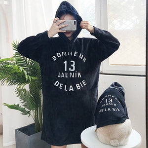 Fleece Dog Family Clothes Parent-Child Outfit Winter Warm Small Medium Dog Coat Bulldog Pet Cat Christmas Pajamas Hoodie Shirt