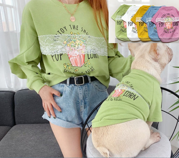 Family clothing for pet and owner dog hoodies parent-pet outfit French Bulldog dogs cat autumn spring dogs clothes lace