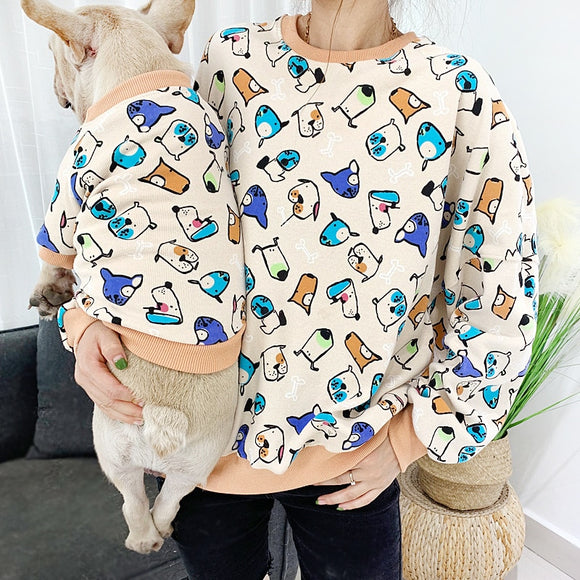 Cute Dog head Winter Fleece Family Clothes For Dog Parent-Child Outfit Small Medium Dog Coat Jacket Bulldog Pet Cat Pajamas