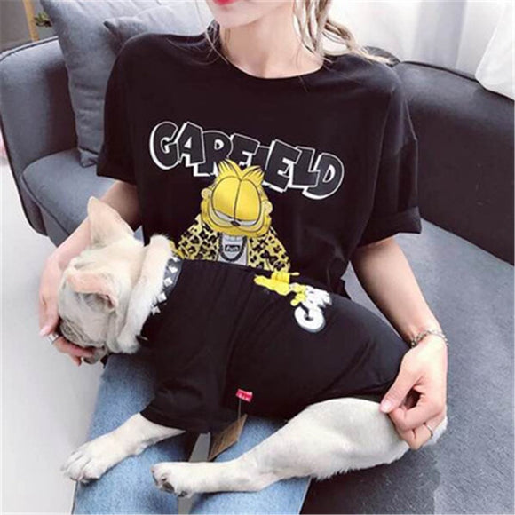 For Dog Pet Cartoon Summer Small Medium Dog Pet Cat Clothes Shirt Pajamas Women Shirt Dress Family Parent-Child Clothes Outfits