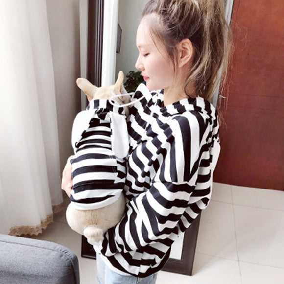 Family Clothes For Dog Parent-Child Outfit Small Medium Dog Coat Jacket Bulldog Pet Cat Pajamas Shirt Hoodie Strip Winter Fleece