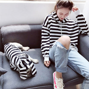 Family Clothes For Dog Parent-Child Outfit Small Medium Dog Coat Jacket Bulldog Pet Cat Pajamas Shirt Hoodie Strip Winter Fleece