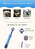Pet Toothbrush Toothpaste Kit Three Sided Dog Brush Addition Bad Breath Tartar Teeth Care Dog Cat Cleaning Mouth Dog toothbrush