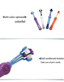 Pet Toothbrush Toothpaste Kit Three Sided Dog Brush Addition Bad Breath Tartar Teeth Care Dog Cat Cleaning Mouth Dog toothbrush