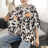 Dog Parent-Child Matching Outfit Family Clothes Leopard Summer Small Medium Pet Cat Clothes Hoodie Shirt Pajamas Women Men Shirt