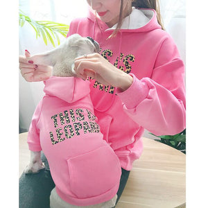 Leopard Fleece Family Clothes For Dog Parent-Child Outfit Small Large Dog Fleece Coat Jacket Bulldog Pet Cat Pajamas Hoodi Shirt