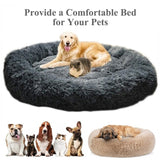 Round Long Plush Dog Beds for Large Dogs Pet Products Cushion Super Soft Fluffy Comfortable Cat Mat Supplies Accessories