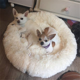 Round Long Plush Dog Beds for Large Dogs Pet Products Cushion Super Soft Fluffy Comfortable Cat Mat Supplies Accessories