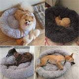 Round Long Plush Dog Beds for Large Dogs Pet Products Cushion Super Soft Fluffy Comfortable Cat Mat Supplies Accessories