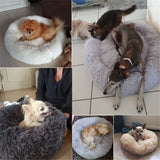 Round Long Plush Dog Beds for Large Dogs Pet Products Cushion Super Soft Fluffy Comfortable Cat Mat Supplies Accessories