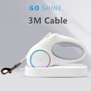 2021 Houndsy Pet Leash Dog Traction Rope Flexible Ring Shape 3m / 4.5m with Rechargeable LED Night Light
