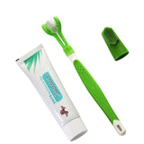 Pet Toothbrush Toothpaste Kit Three Sided Dog Brush Addition Bad Breath Tartar Teeth Care Dog Cat Cleaning Mouth Dog toothbrush