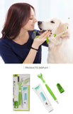 Pet Toothbrush Toothpaste Kit Three Sided Dog Brush Addition Bad Breath Tartar Teeth Care Dog Cat Cleaning Mouth Dog toothbrush