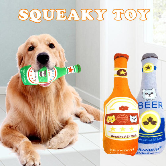 Dog Squeaky Toy Pet Novelty Chewing Toy Dog Interactive Toy Puppy Molar Toy Pet Plush Toy Beer Toys