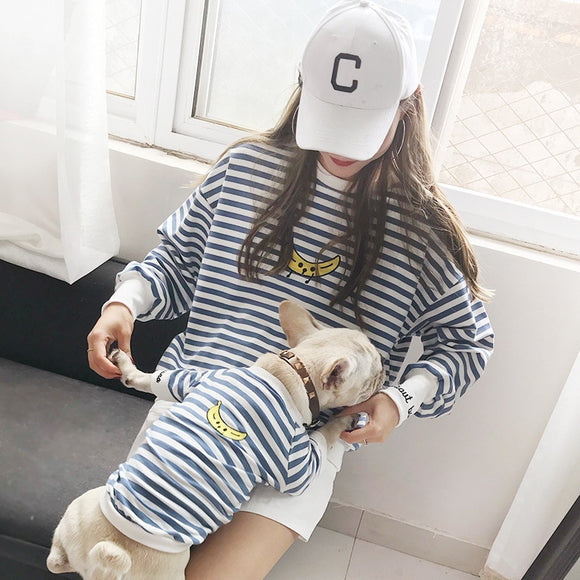 Strip Family Clothes For Dog Small Big Large Dog Clothes Coat Jacket Dog Hoodie Shirt Women Shirt Hoodie Dog Pajamas Clothing
