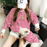 Strip Family Clothes For Dog Small Big Large Dog Clothes Coat Jacket Dog Hoodie Shirt Women Shirt Hoodie Dog Pajamas Clothing