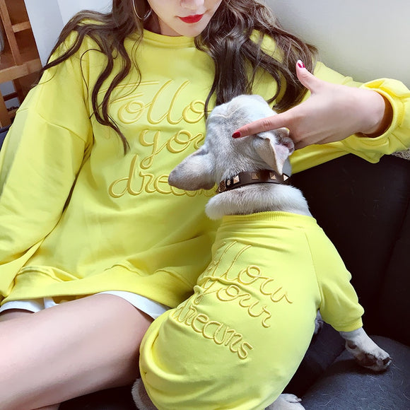 Fashion Letter Family Clothes For Dog Pet Pitbull Dog Coat Jacket For Small Medium Dog Cootn Hoodie Shirt For Women Dog Pajamas