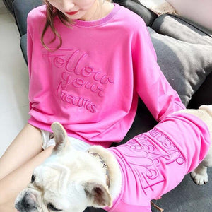 Fashion Letter Family Clothes For Dog Pet Pitbull Dog Coat Jacket For Small Medium Dog Cootn Hoodie Shirt For Women Dog Pajamas