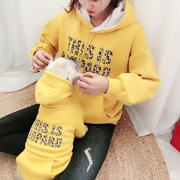 Leopard Fleece Family Clothes For Dog Parent-Child Outfit Small Large Dog Fleece Coat Jacket Bulldog Pet Cat Pajamas Hoodi Shirt