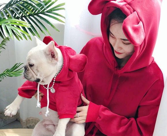 Family Clothes For Dog velvet Flecce Small Big Large Dog Clothes Coat Jacket Dog Hoodie Shirt Adult Hoodie Dog solid color
