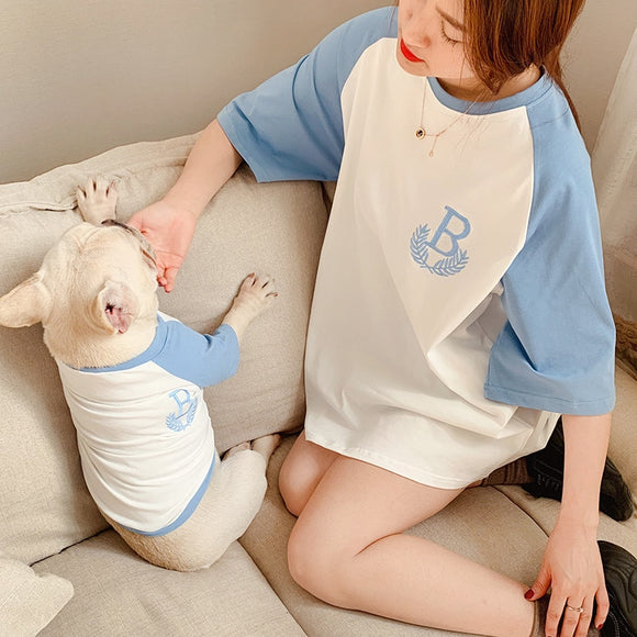 Family Clothes For Dog Summer Cotton Embroidery Small Big Large Dog Clothes Hoodie Shirt Adult Hoodie Shirt Dog Pajamas clothing