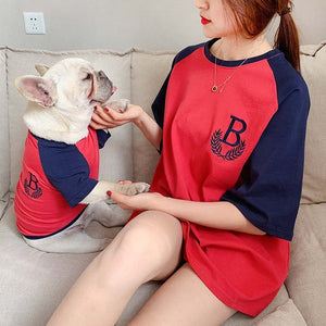 Family Clothes For Dog Summer Cotton Embroidery Small Big Large Dog Clothes Hoodie Shirt Adult Hoodie Shirt Dog Pajamas clothing