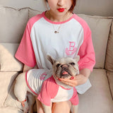 Family Clothes For Dog Summer Cotton Embroidery Small Big Large Dog Clothes Hoodie Shirt Adult Hoodie Shirt Dog Pajamas clothing